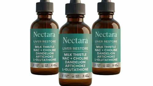 Three bottles of Nectara Complete Liver Support drops