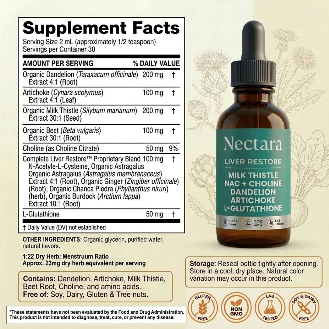 Nectara Liver Restore supplement facts and ingredients