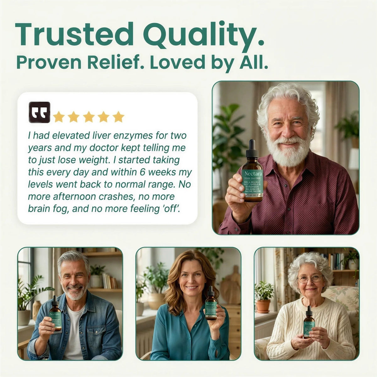 Trusted quality: customers holding Nectara liver drops