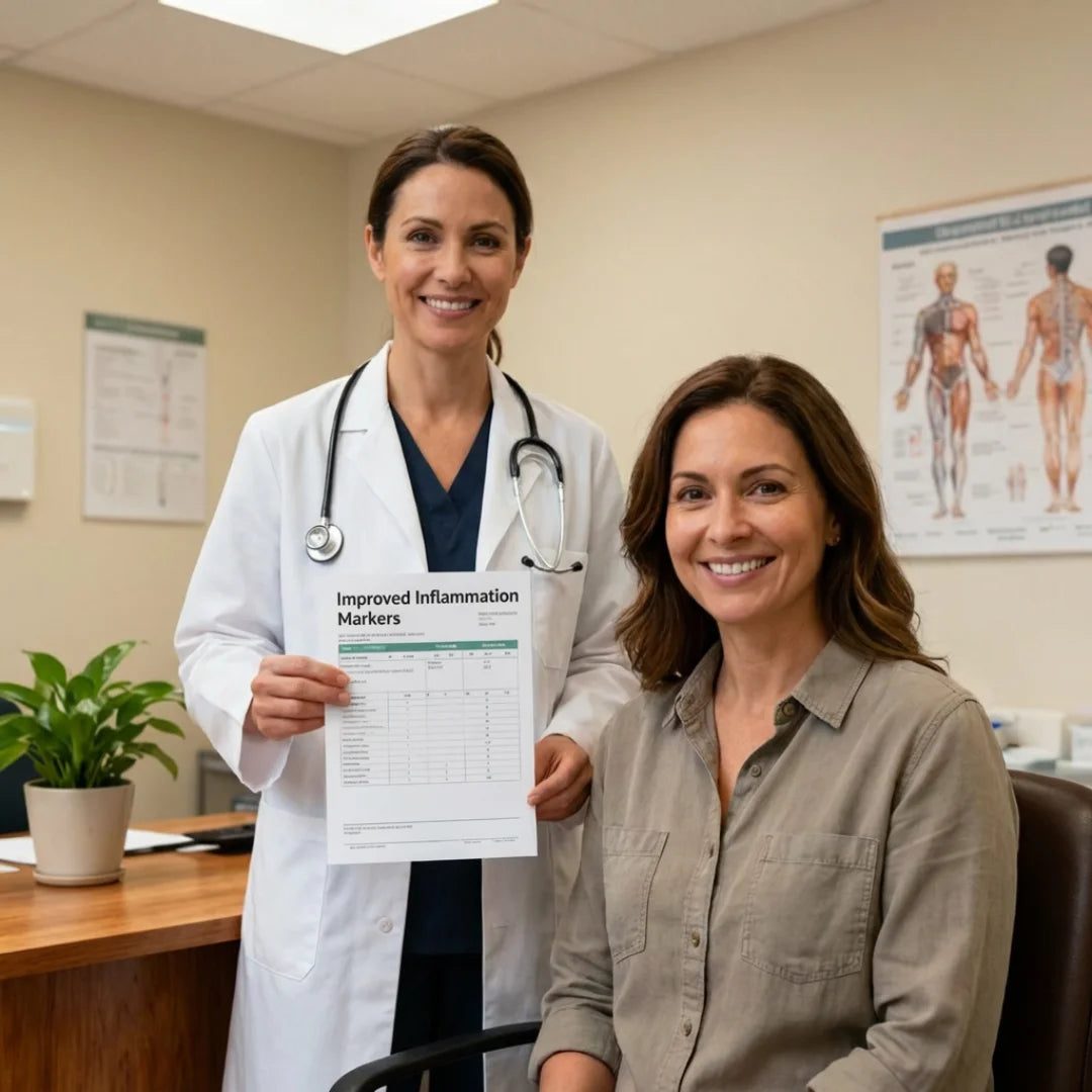 Doctor and patient with improved inflammation markers